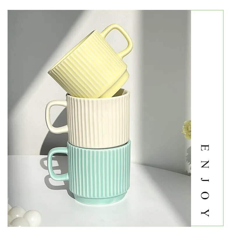 Japanese Embossed Mug Creative Ceramic Coffee Cup Large-capacity