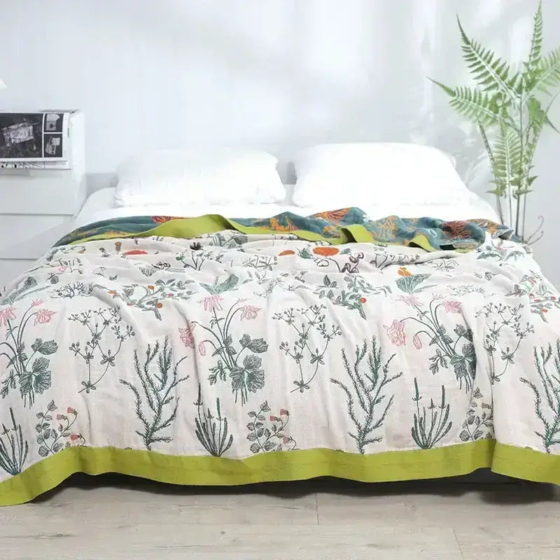 Blankets, Colourful FiveLayer Cotton Gauze Bedspread (updated, more patterns available)