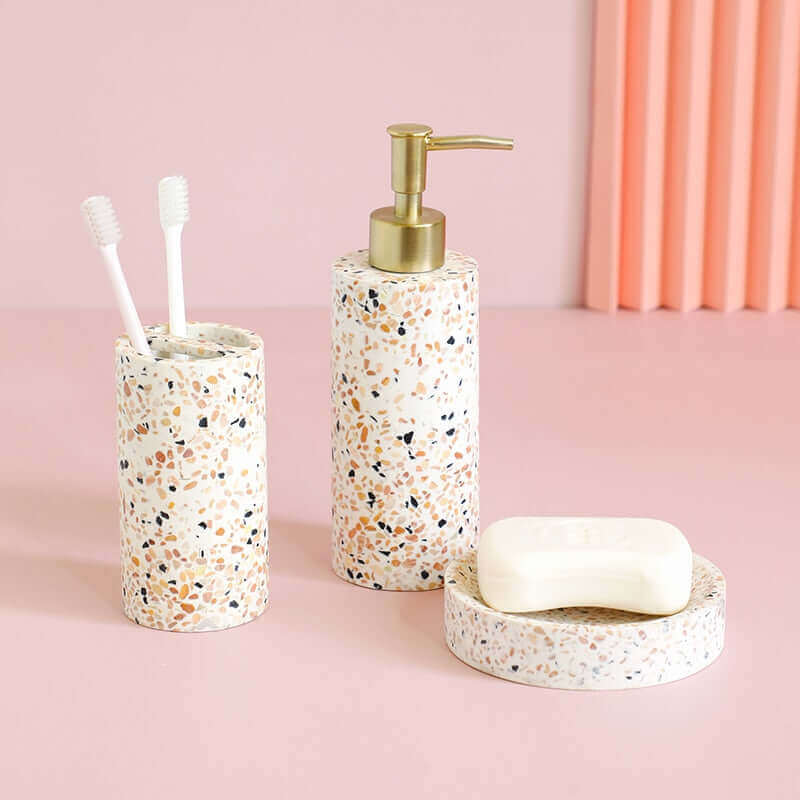 Shop Terrazzo Ceramic Bathroom Set - Sleek & Minimalist | High Quality