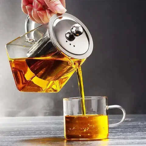 Heat-resistant glass square teapot