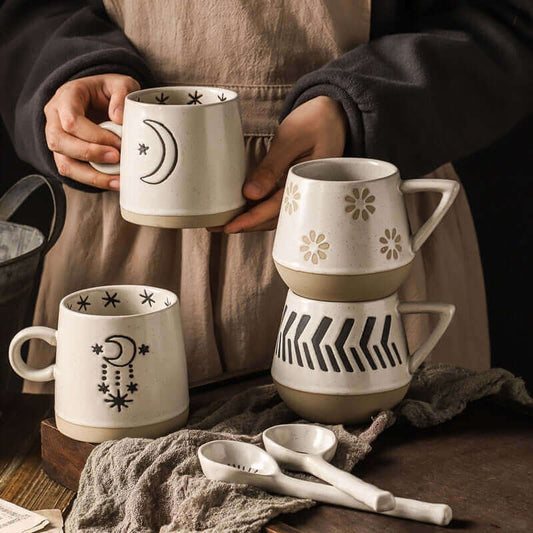 Retro Stoneware cups with 50s designs