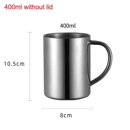 Set of 2 Steel Coffee Mugs with lid