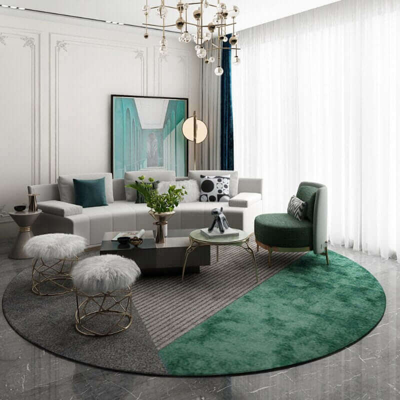 Luxury Plush & Dark Bauhaus Inspired Round Carpets