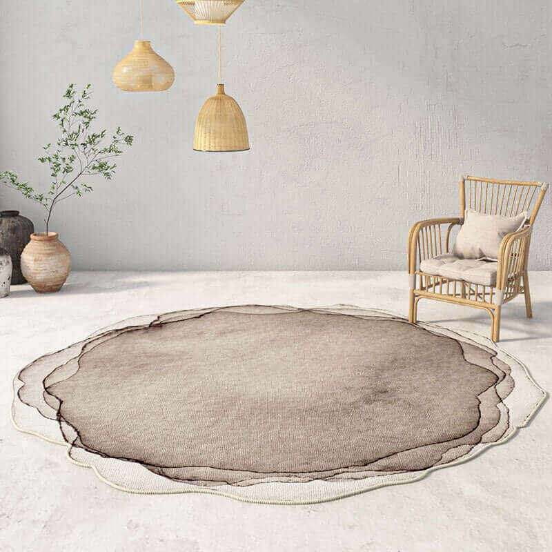Watercolour patterned round carpet in various sizes and colours.