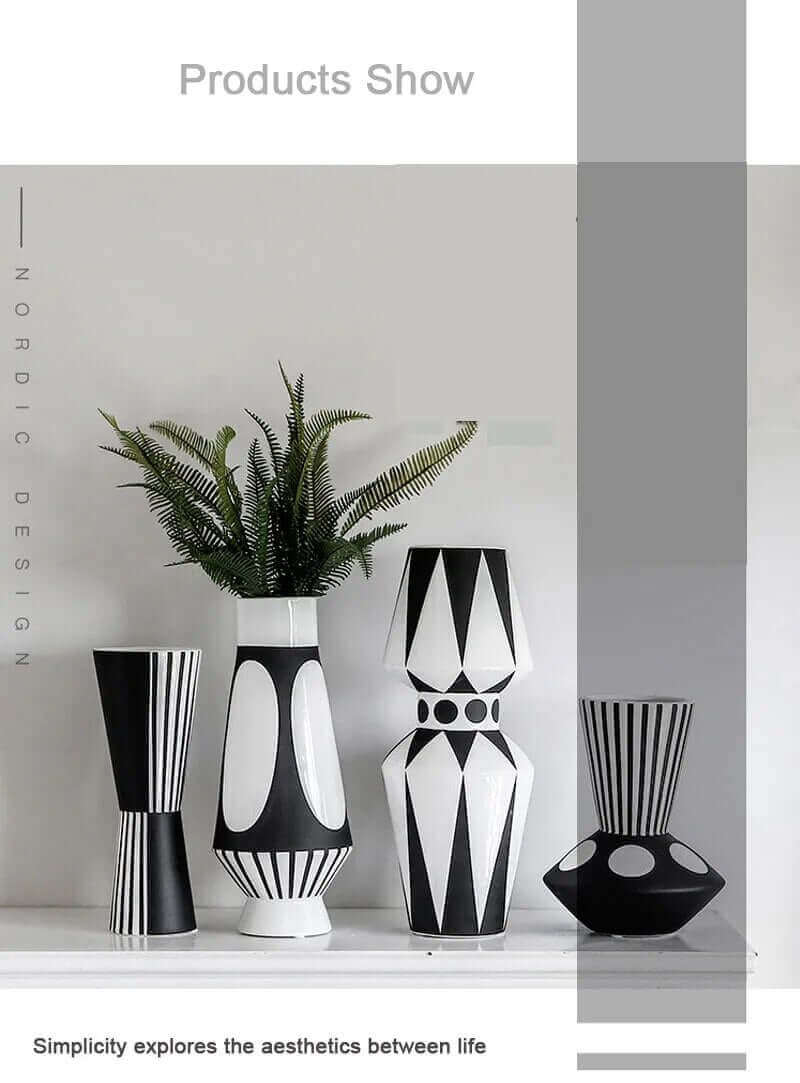 Nordic design Black and White Striped Vase