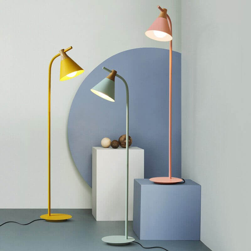 Colourful Classic Nordic Metal and Wood Floor Lamp