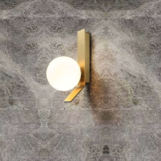Contemporary Golden Wall Lamp with Glass Ball