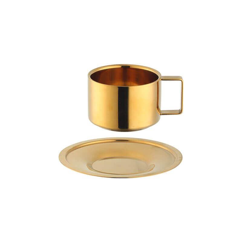Golden Coffee Cup and Saucer Set (200ml)