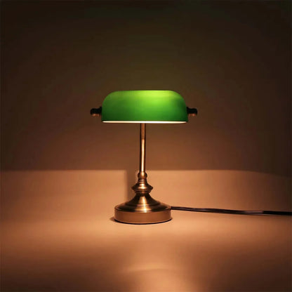 Chic Retro Mini Desk Lamp - Green Lampshade, Ideal for Bedroom and Office
