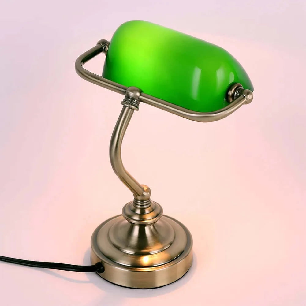 Chic Retro Mini Desk Lamp - Green Lampshade, Ideal for Bedroom and Office