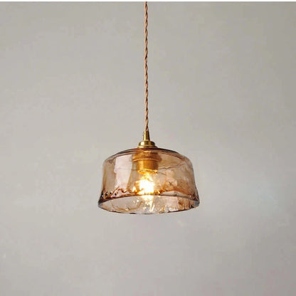 Classic Copper + Tinted Glass Floral Pendant Lamp