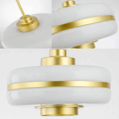 Milky Glass Gold Art Deco pendant light