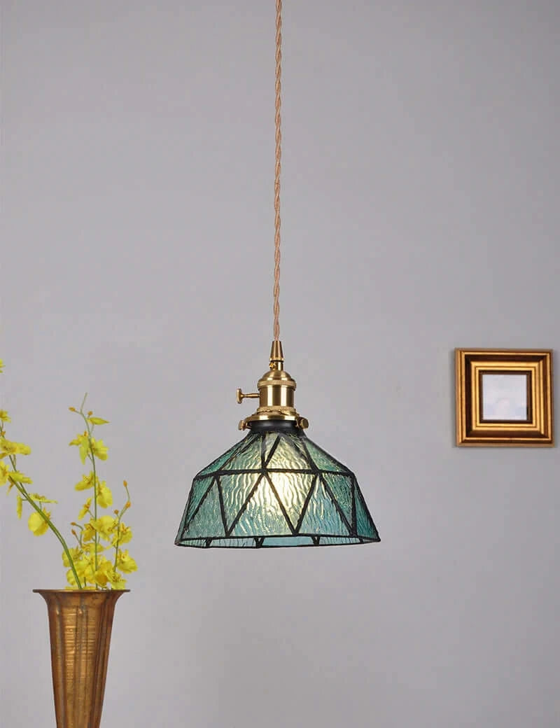 Classic Copper + Tinted Glass Floral Pendant Lamp