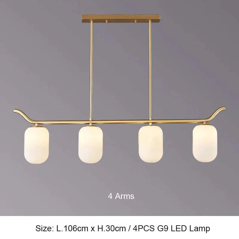 Art Deco Brass Long Hanging Light | LED Chandelier