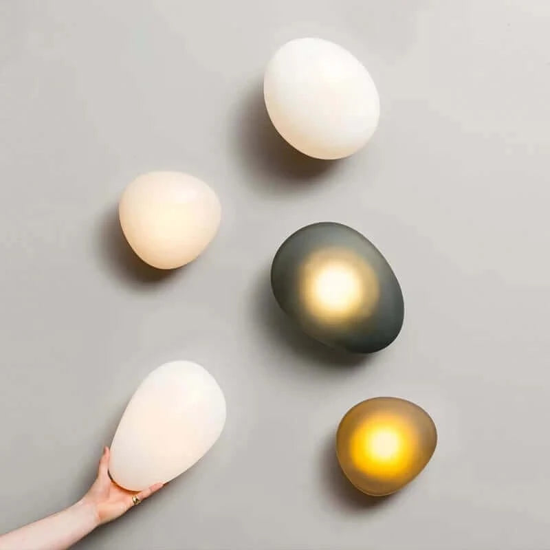Elegant Frosted Glass Pebble Wall Lamp - Minimalist Nordic Style