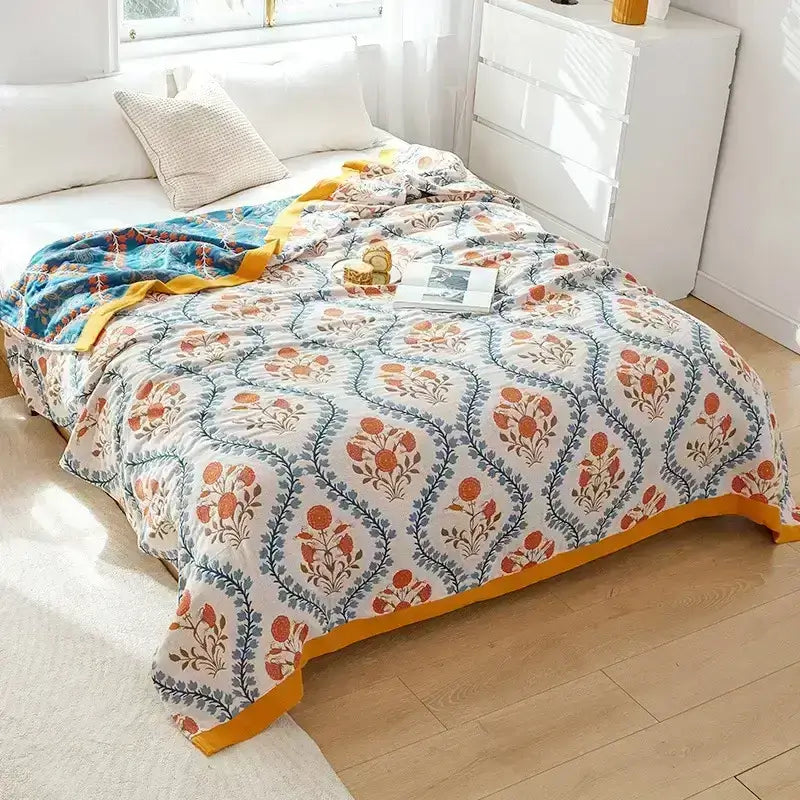 Blankets, Colourful FiveLayer Cotton Gauze Bedspread (updated, more patterns available)