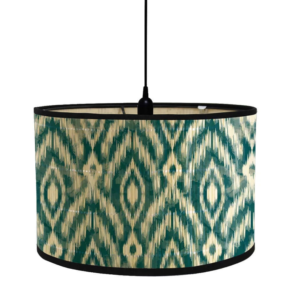 African Geometric Design Lamp Shade Bamboo Drum