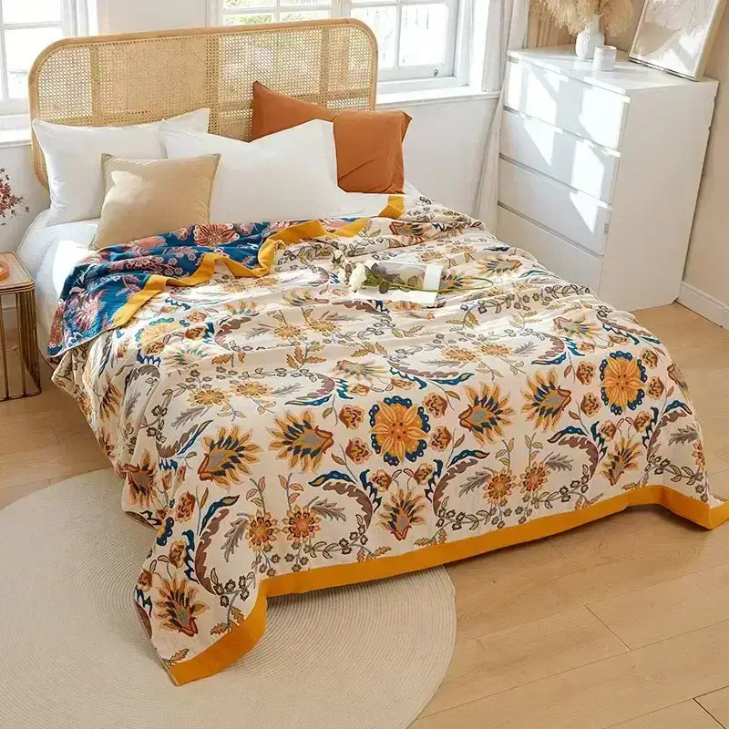 Blankets, Colourful FiveLayer Cotton Gauze Bedspread (updated, more patterns available)
