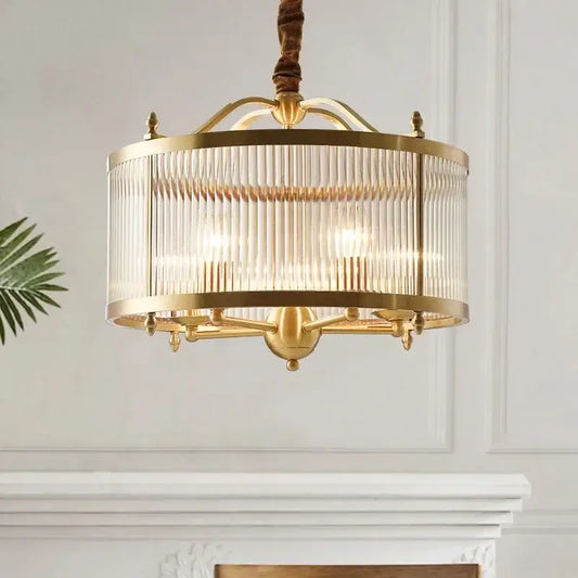 Radiant Elegance: Gold Copper Glass Tumble Chandelier