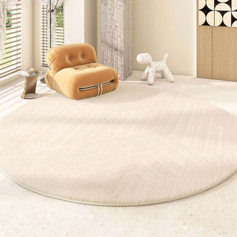 Round Bauhaus inspired Geometric Beige Carpets