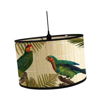 Drum Shaped Bamboo Lampshade with Exotic Prints