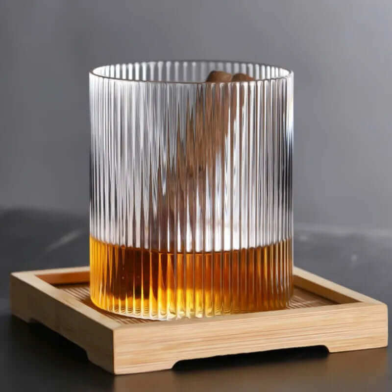Set of 300ML Ribbed Mi-Century Modern Old Fashioned Glass