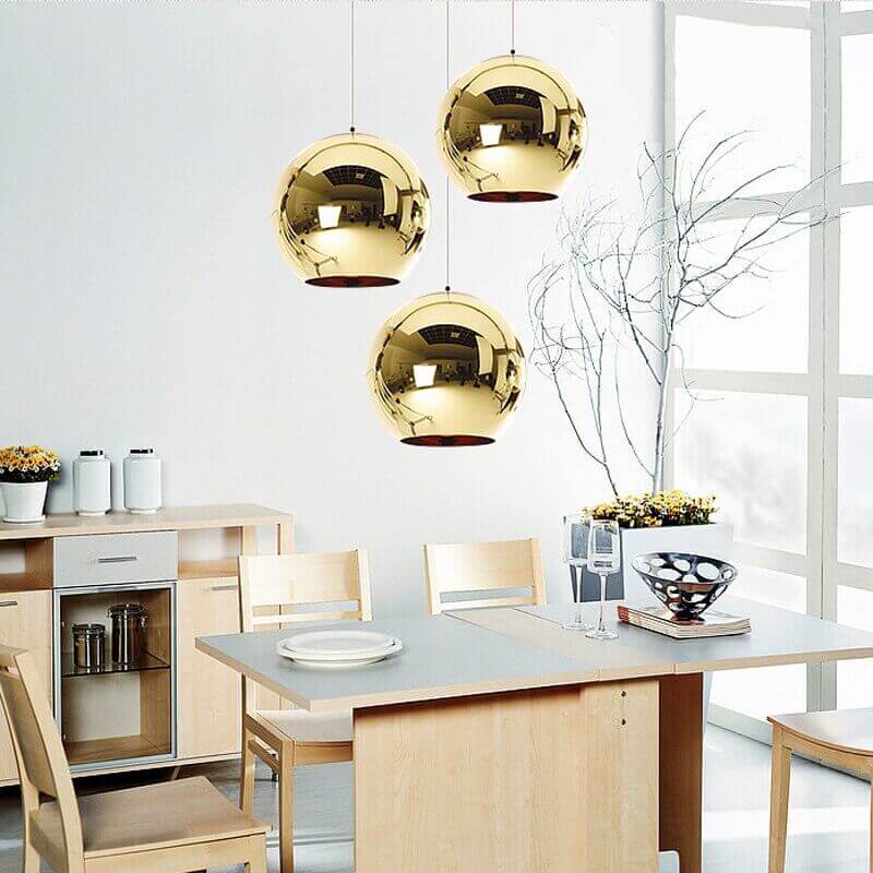Mirror Glass Ball Hanging Lamp, Nauradika of London, golden pendant, LED powered pendant, light, light pendant, lighting, lights, modern light pendant