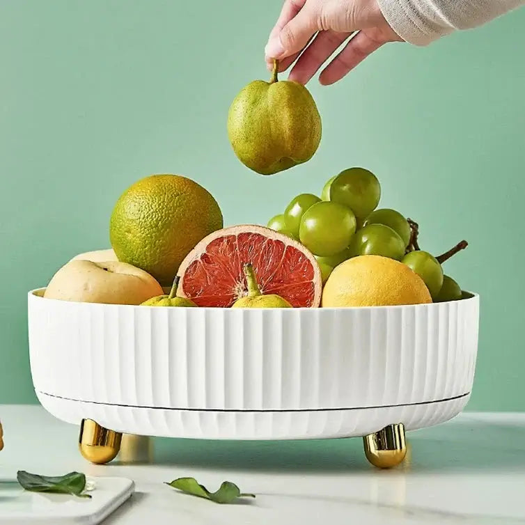 Designer Fruit Bowl with Golden Accents - Modern and Luxurious