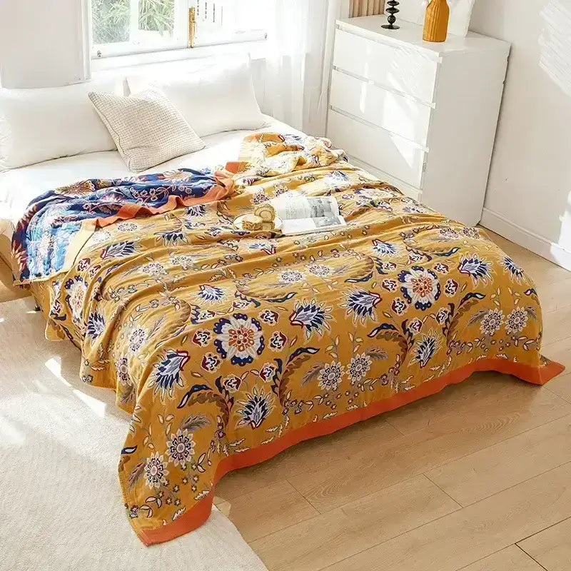 Blankets, Colourful FiveLayer Cotton Gauze Bedspread (updated, more patterns available)