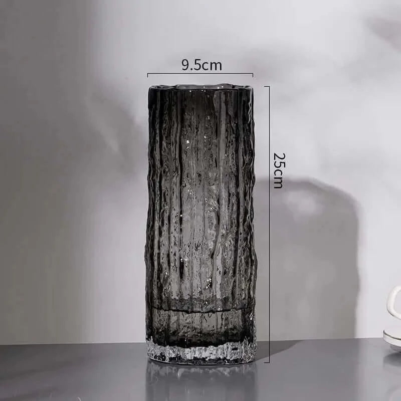 Contemporary Fluted Transparent Glass Flower Vase