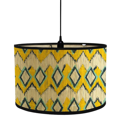 African Geometric Design Lamp Shade Bamboo Drum