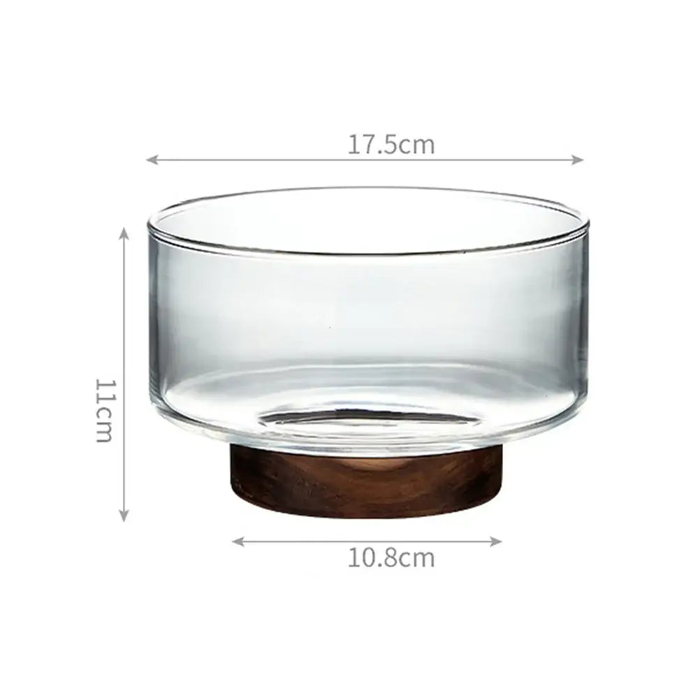 Serenity Glass Bowl with Wooden Base - Japanese Inspired Elegance