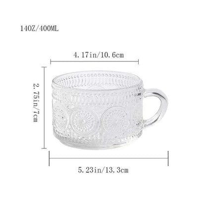 Incredibly Pretty Vintage Embossed Glass Coffee Cup
