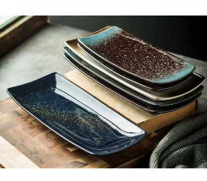 Retro Rectangular Japanese Ceramic Plates