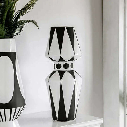 Nordic design Black and White Striped Vase