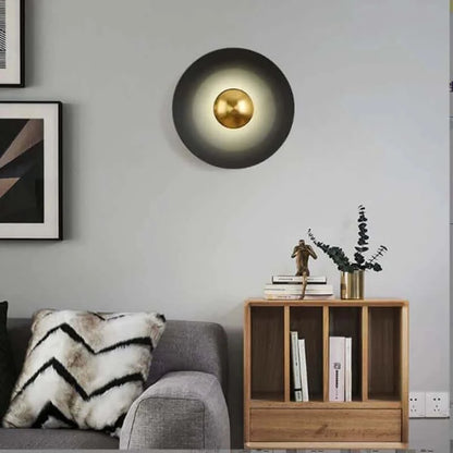 Colourful 30 cm Modern Circle Wall Light with Gold