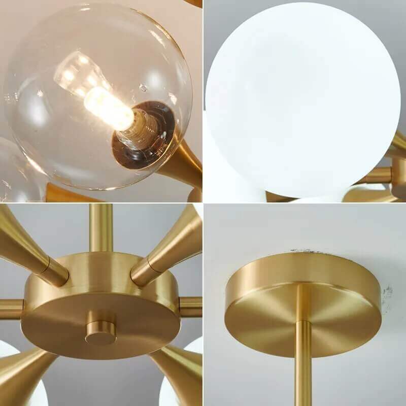 Modern Copper Glass Ball Chandelier