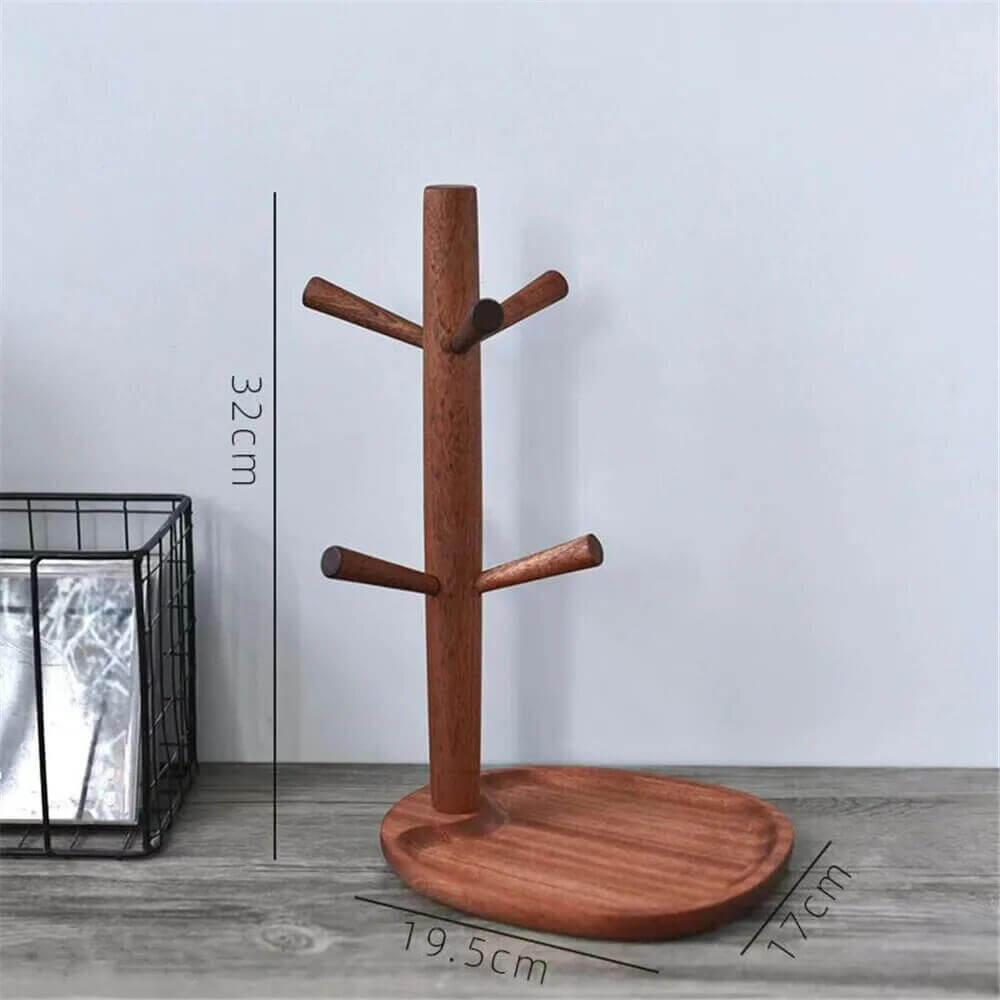 Sturdy Wooden Mug Hanging Display Rack: Mugs Tree in various shapes + colours