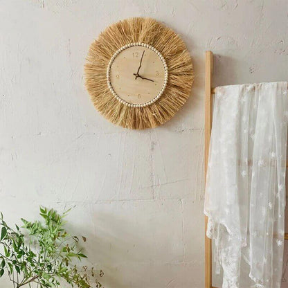 Hand Woven Raffia Wall Clock