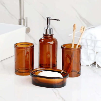 Set of Modern Tinted Glass Bathroom Accessories