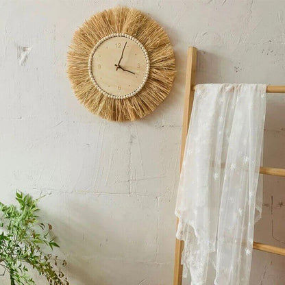 Hand Woven Raffia Wall Clock