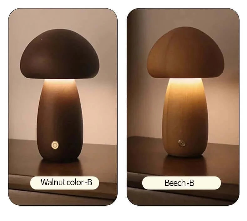 Buy LED 60s Italy Designer Mushroom Table Lamp - Rechargeable | Wood & Metal
