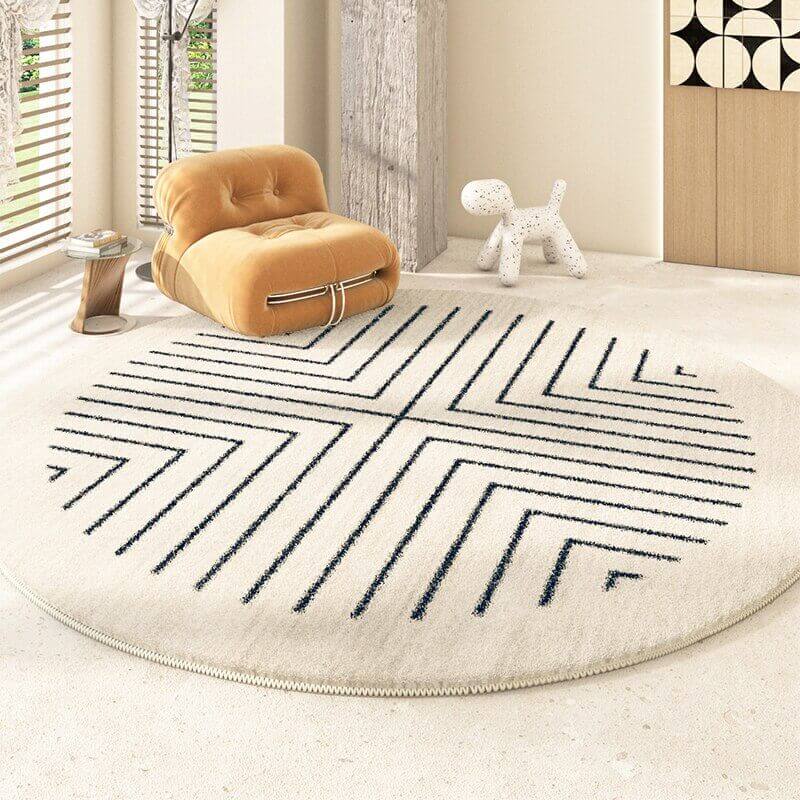 Round Bauhaus inspired Geometric Beige Carpets