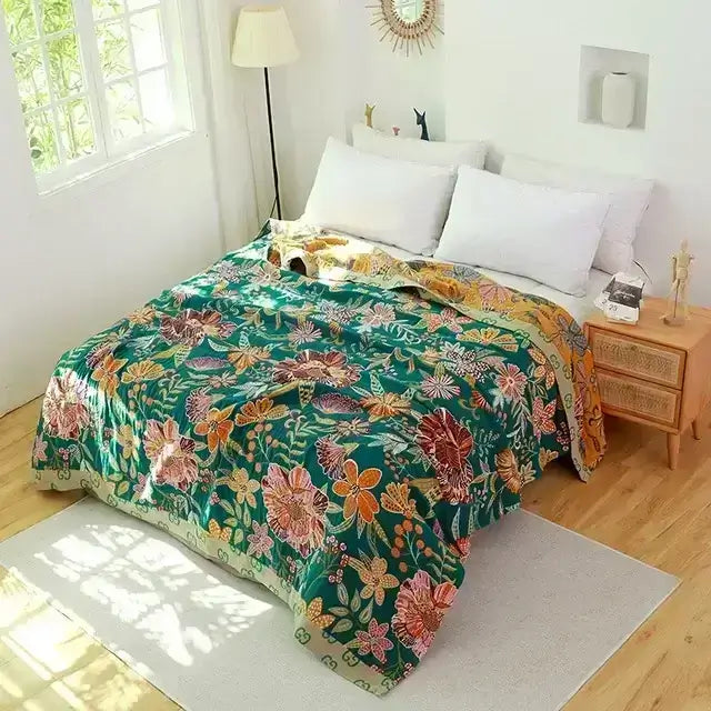 Blankets, Colourful FiveLayer Cotton Gauze Bedspread (updated, more patterns available)