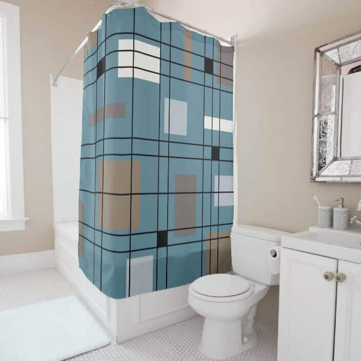 Classic Mid Century Modern Starburst & Abstract Shower Curtains