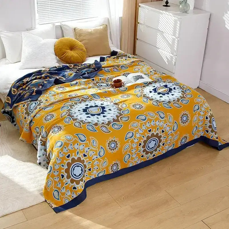 Blankets, Colourful FiveLayer Cotton Gauze Bedspread (updated, more patterns available)