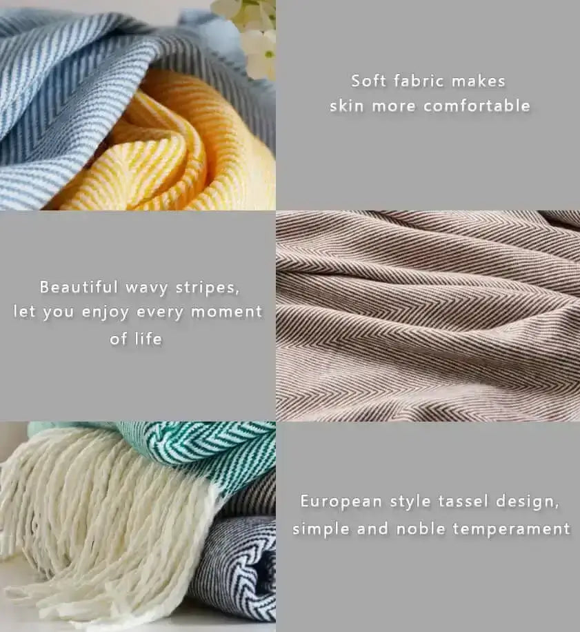 Blankets, Super Soft YarnDyed Blanket with herringbone pattern