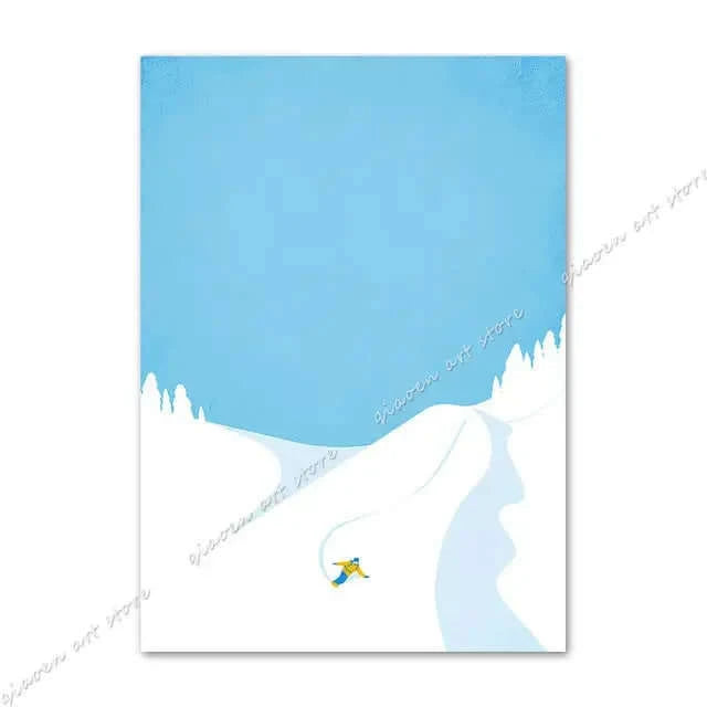 Blue Sky Winter Sports Canvas Posters | Enchanting Winter Art