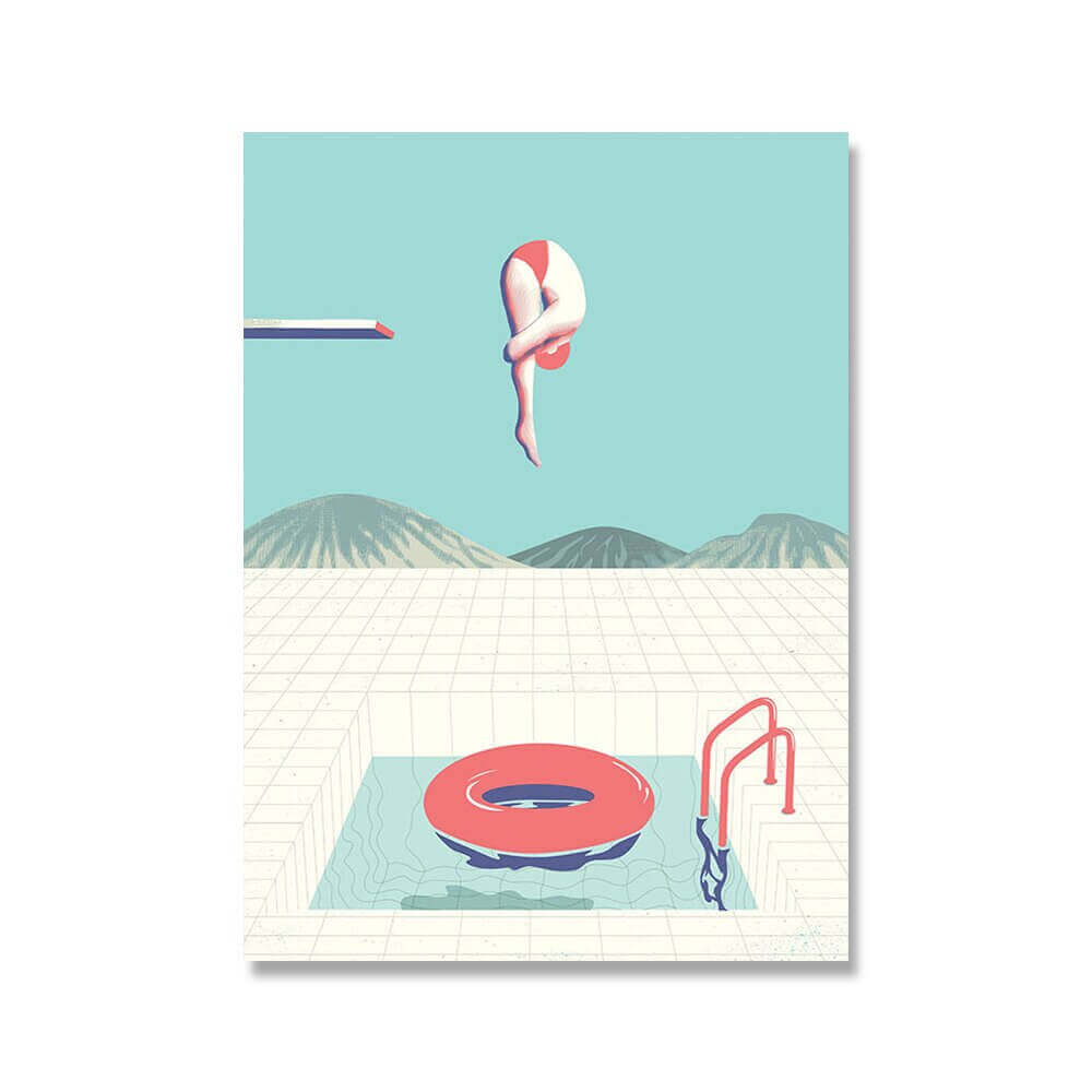Blue Swim Pool PoP Art Canvas Poster