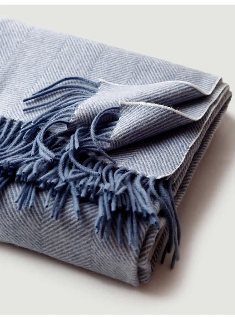 100% Pure Wool Blanket with Tassel